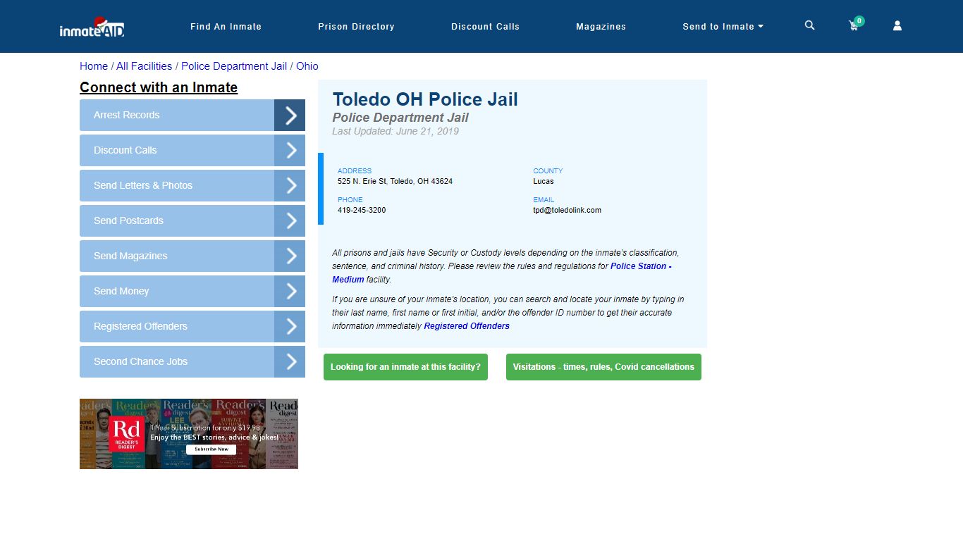 Toledo OH Police Jail & Inmate Search - Toledo, OH